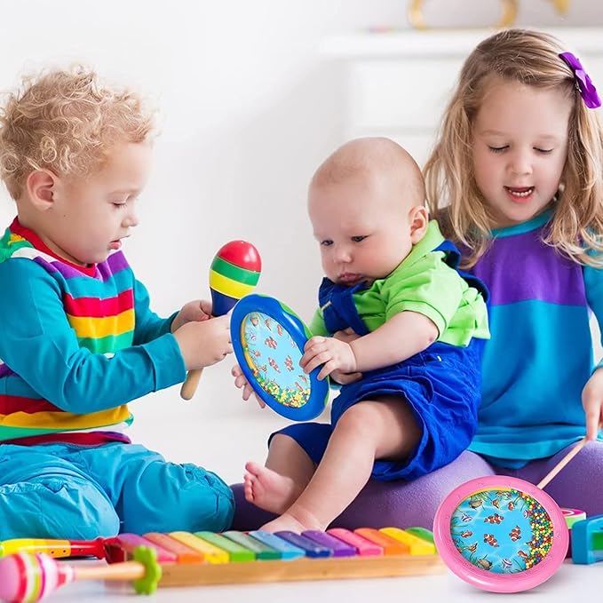 Musical Sensory Fish Beaded Wave Drum Child Development Education Toy Under the Sea