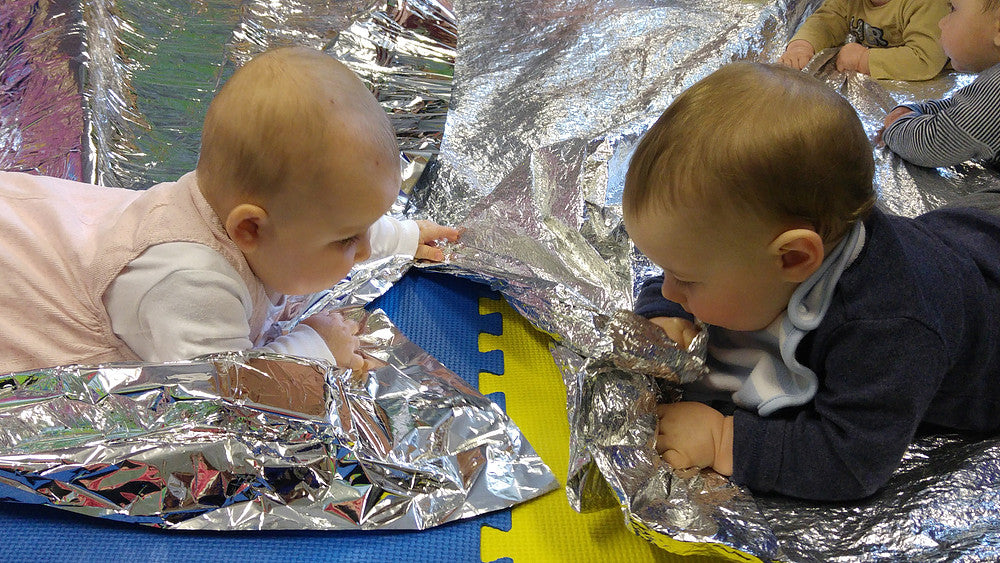 Tummy Time Baby Sensory Development Foil Blanket Large Space Toy Child